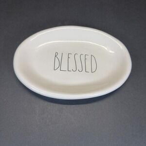 Rae Dunn Blessed Oval Appetizer Plate White Ceramic Farmhouse‎ Snack Dish